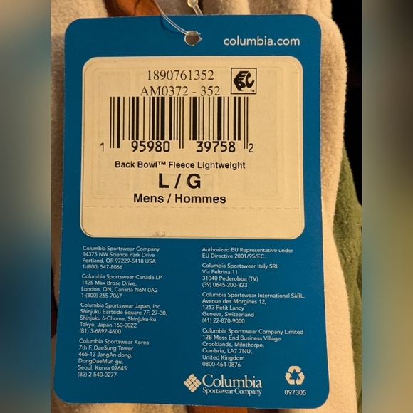 NWT Columbia Men's Back Bowl Fleece Lightweight Men's size L - Picture 13 of 13